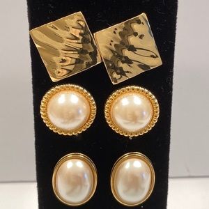 Vtg. Gold Post Earrings Bundle